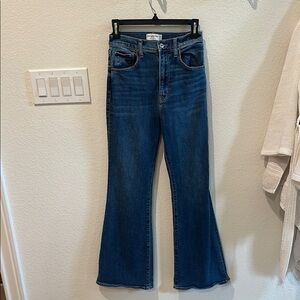 Abercrombie & Fitch Blue Flare Wide Leg Jeans